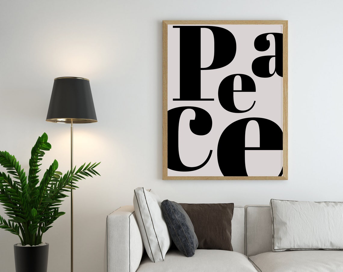 Peace Bold Black Serif Typography Minimalist Home Decor Print