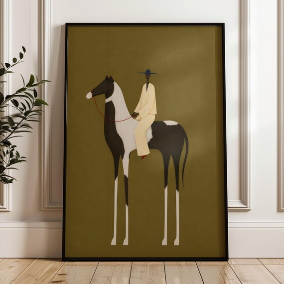 Abstract Horse Wall Art Minimalist Western Print Modern Wabi Sabi Decor Digital Download