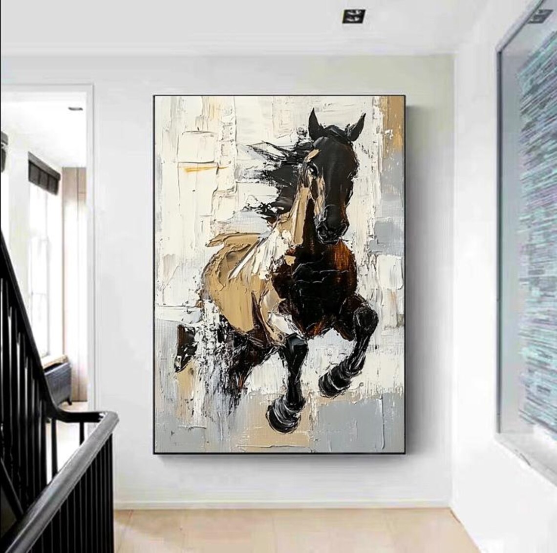 Majestic Galloping Horse in Abstract Oil Painting Motion Poster