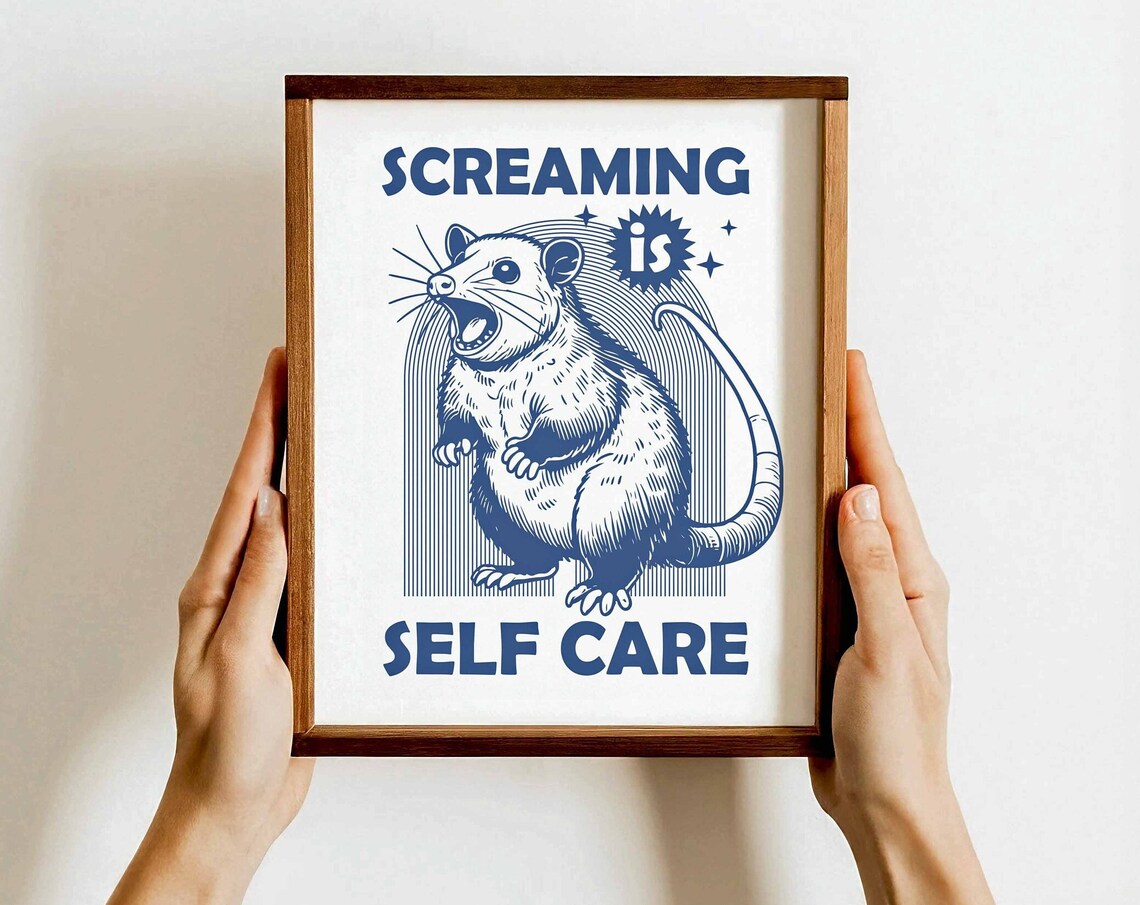 Retro Possum Print, Vintage River Animal Humor