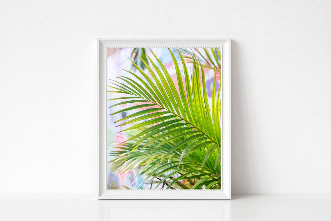 Lush Green Palm Leaves Close Up Soft Pastel Background Poster - Image 3
