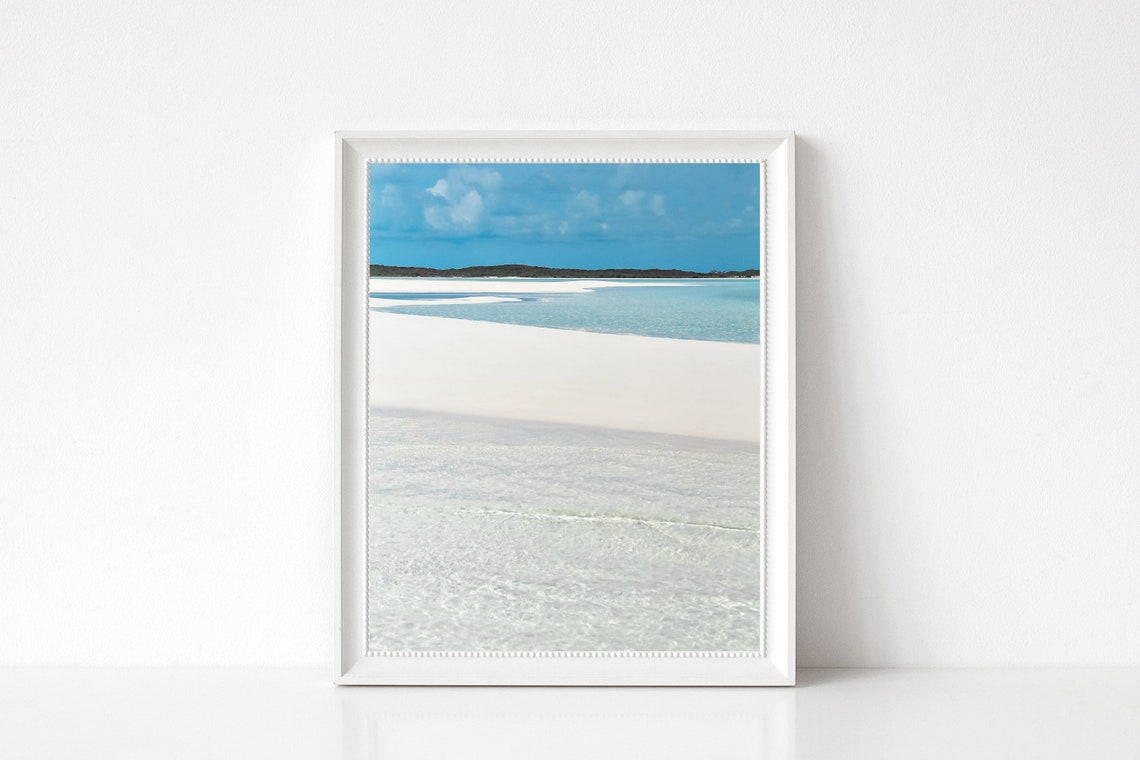 White Sandbar Glassy Shallow Water Teal Ocean Serene Photo Poster - Image 3