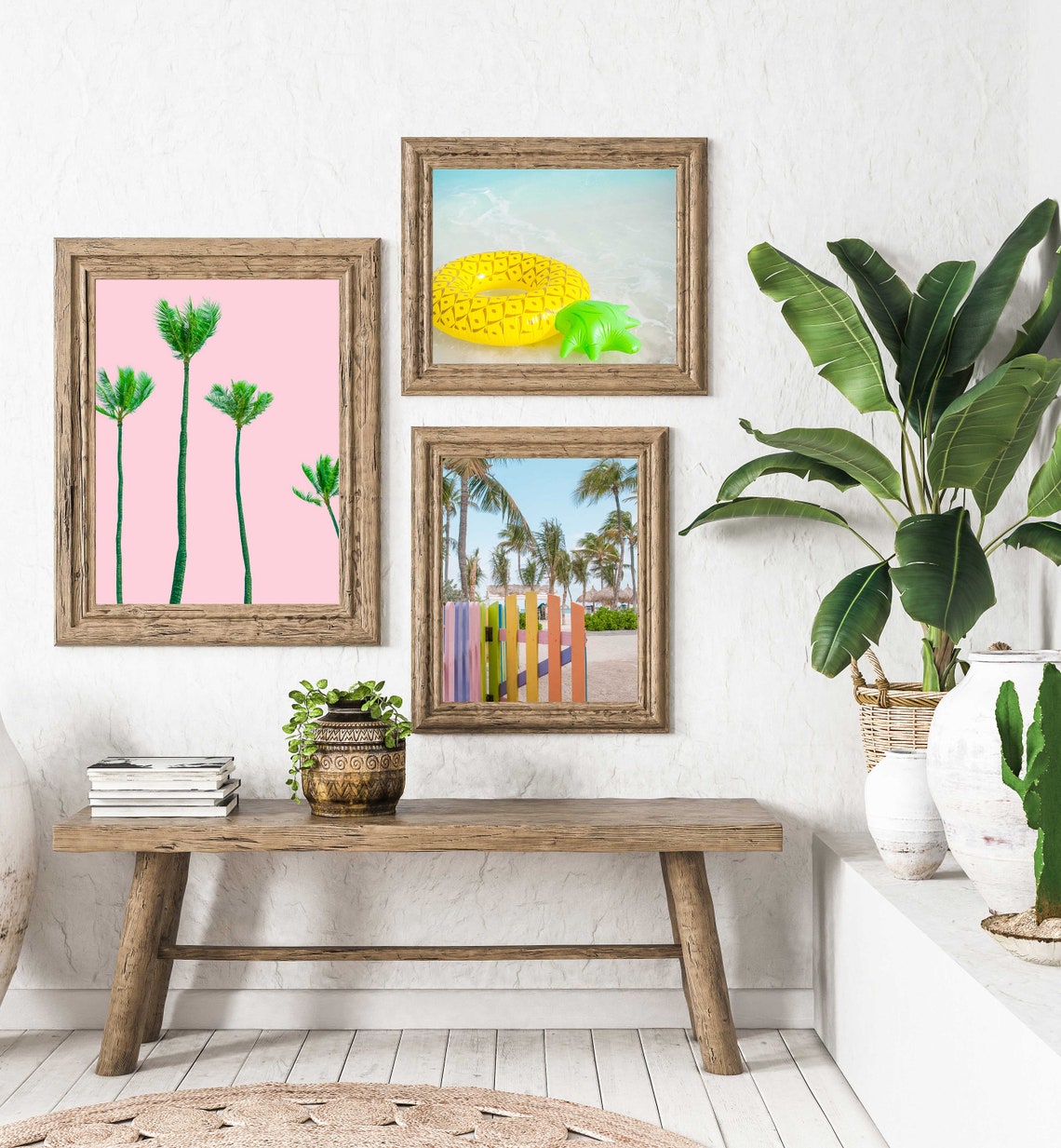 Tall Green Palm Trees on a Pink Background Minimal Art Poster - Image 2