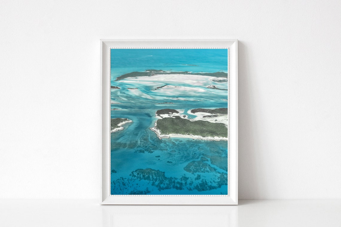 Aerial Tropical Islands Turquoise Shallows Sandbars Ocean Poster - Image 3