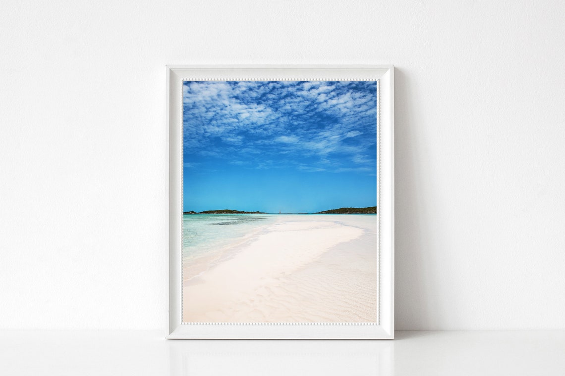 Long White Sandbar Between Turquoise Waters Under a Cloudy Sky Poster - Image 3