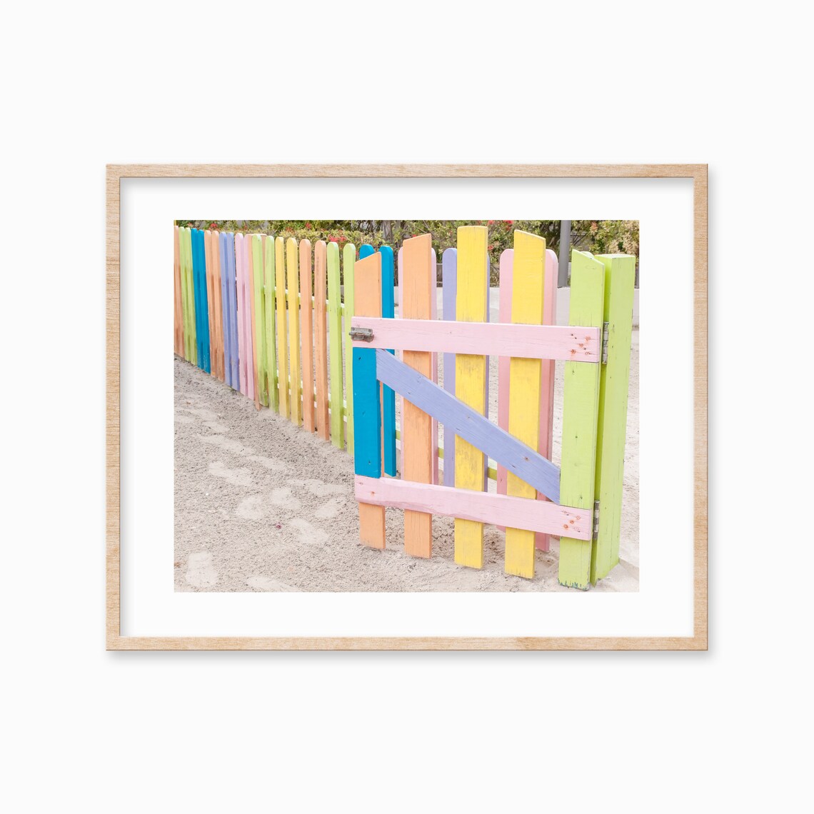 Pastel Rainbow Beach Gate Wooden Fence Tropical Island Photo Poster - Image 2