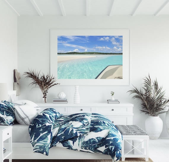 Turquoise Sandbar Beach View From Boat Bow Tropical Photo Poster