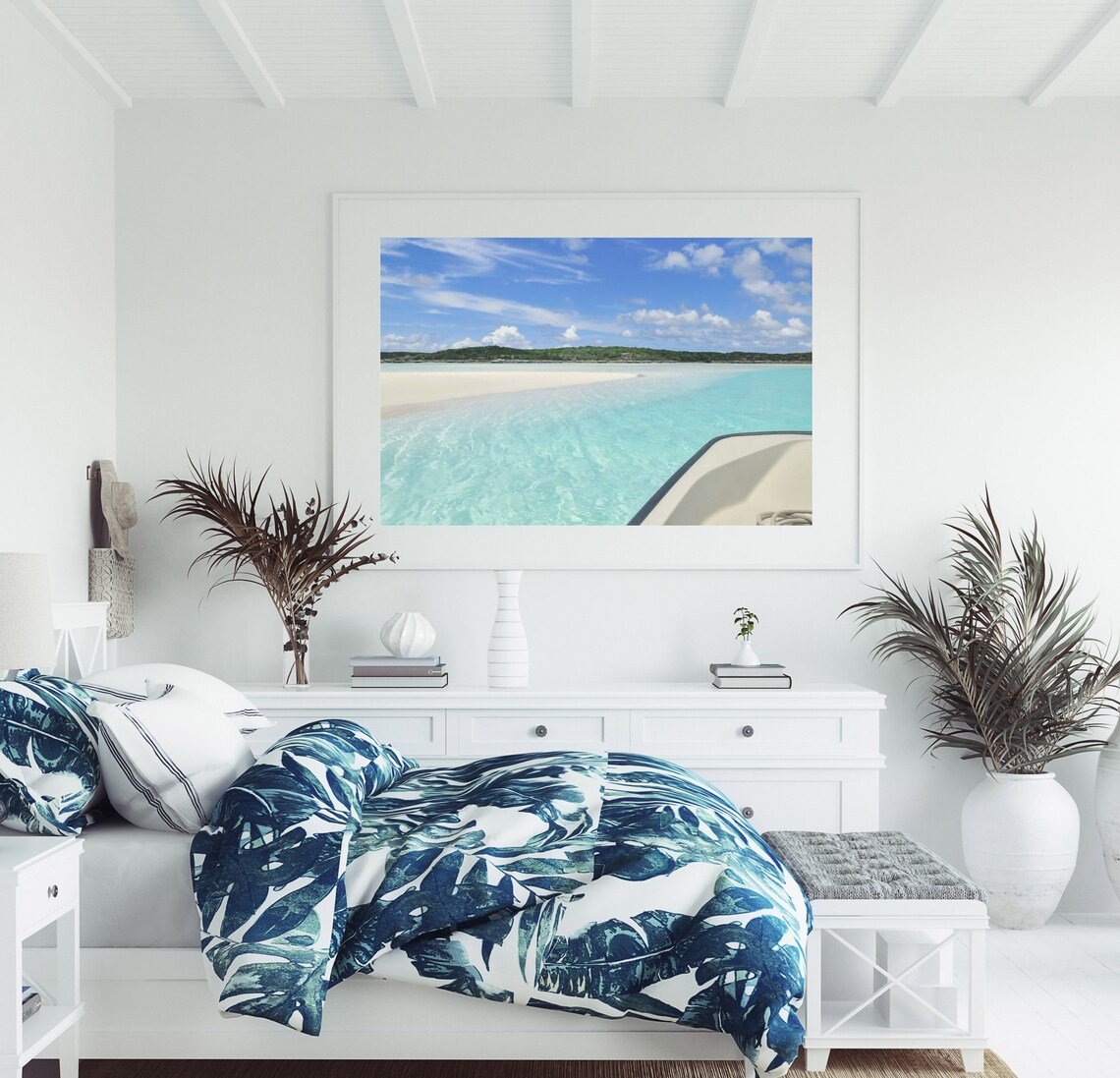 Turquoise Sandbar Beach View From Boat Bow Tropical Photo Poster