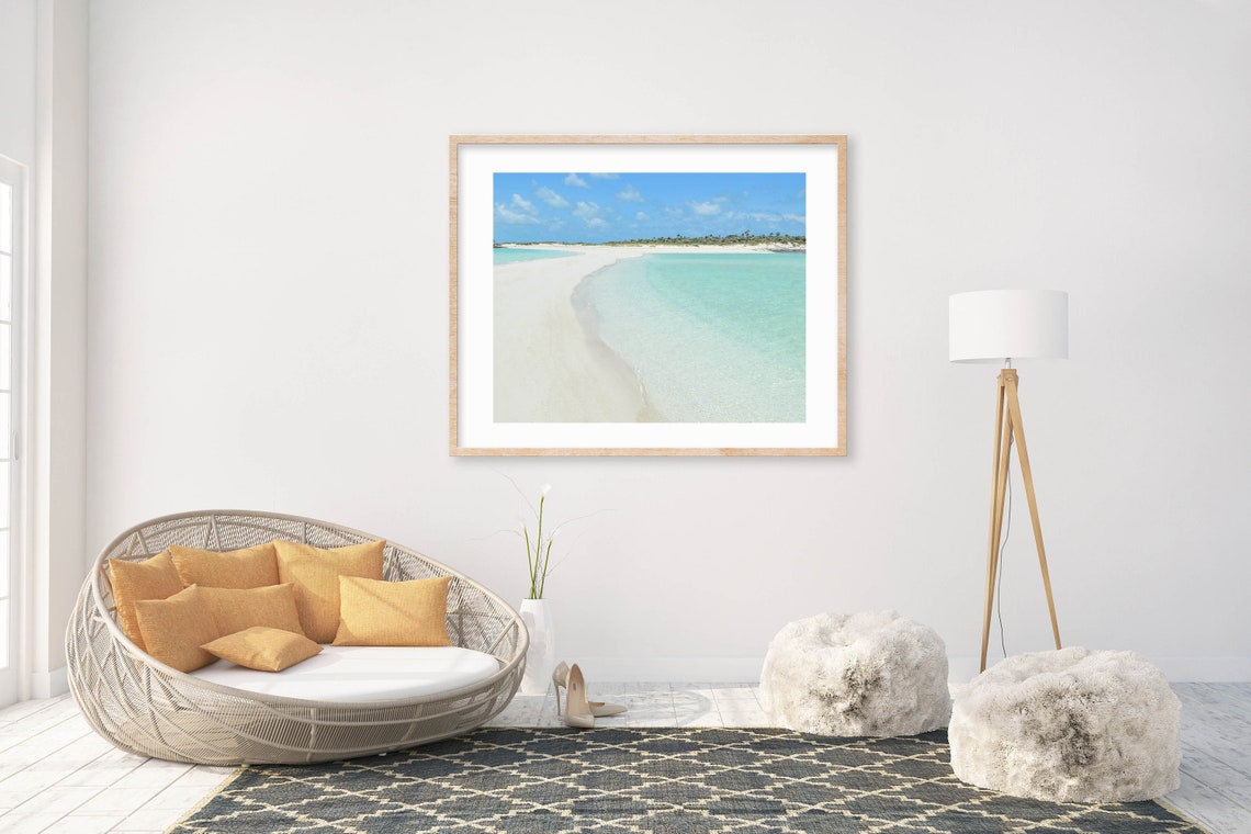 White Sand Beach Turquoise Ocean Blue Sky Tropical Photo Poster - Image 2