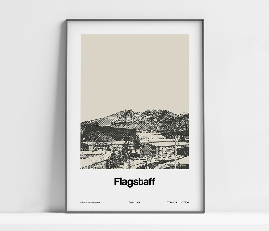 Custom Flagstaff Arizona Travel Poster, Minimalist