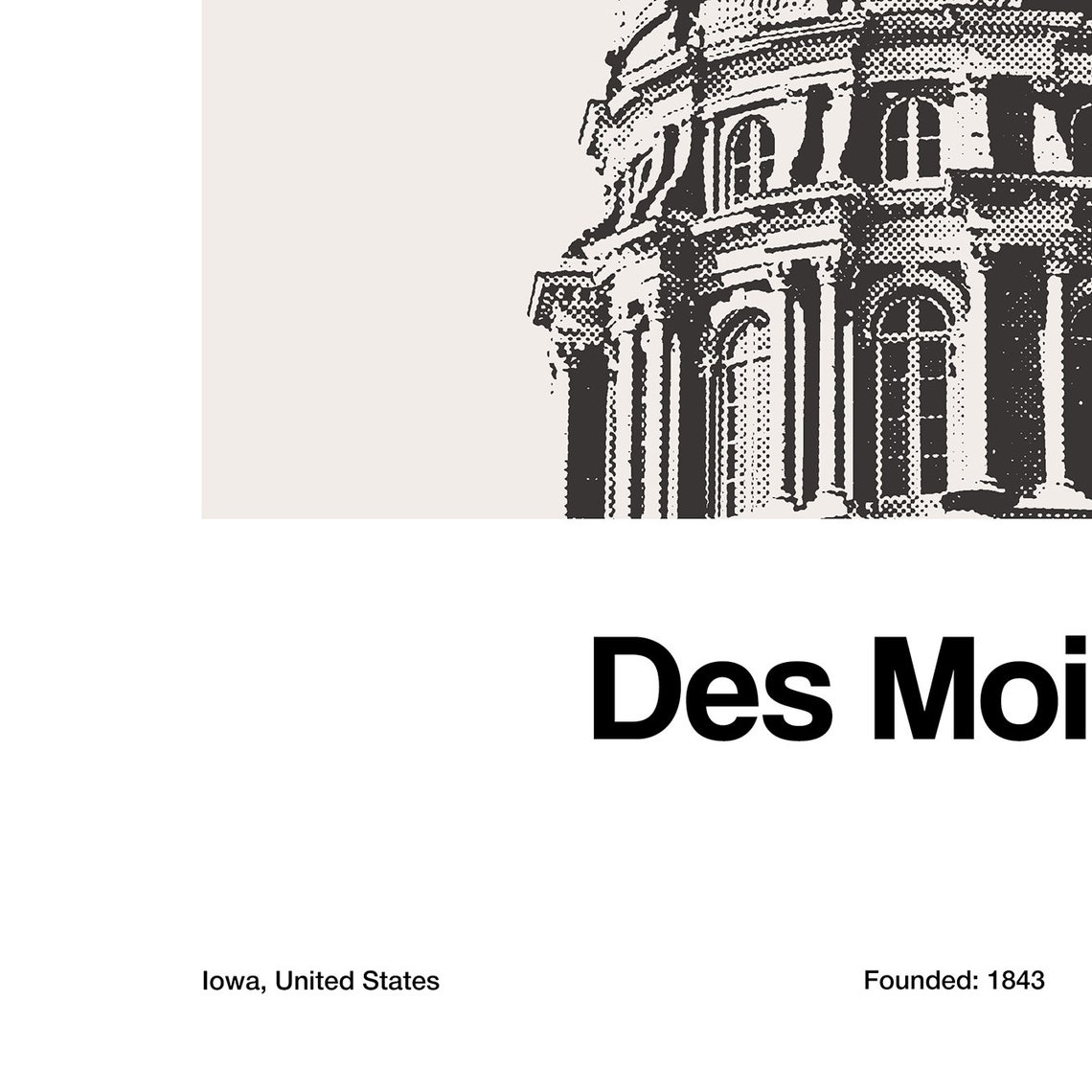 Des Moines Iowa State Capitol Minimalist Art Print - Image 2