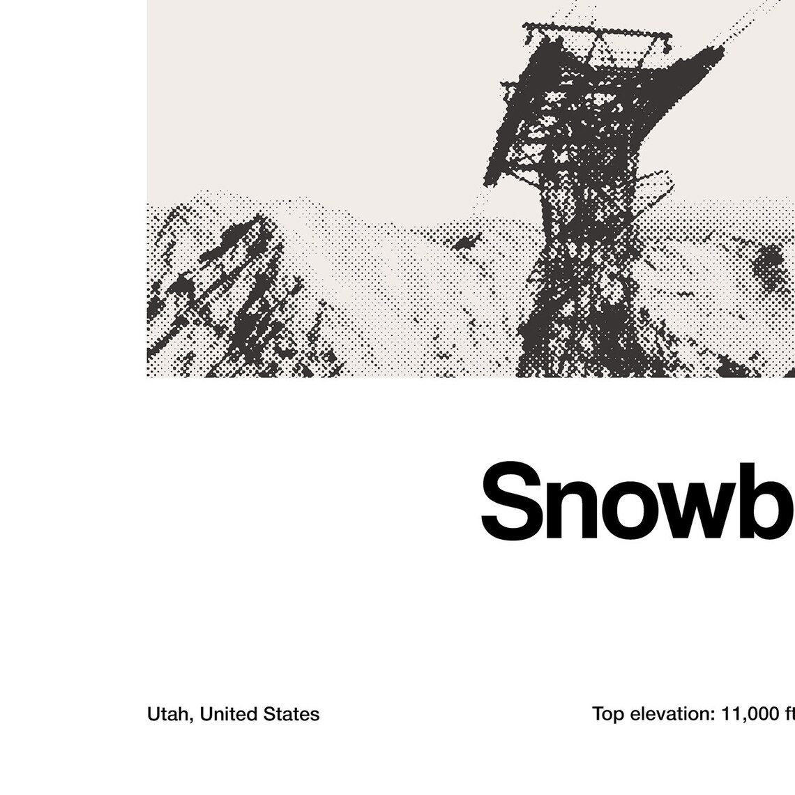 Snowbird Utah Minimalist Travel Poster, Little Cottonwood - Image 3