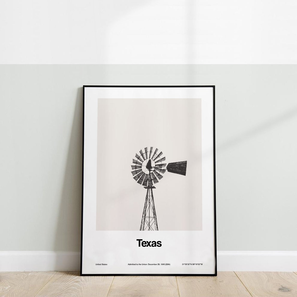 Texas Windmill Art Print, Minimalist Texas State - Image 2