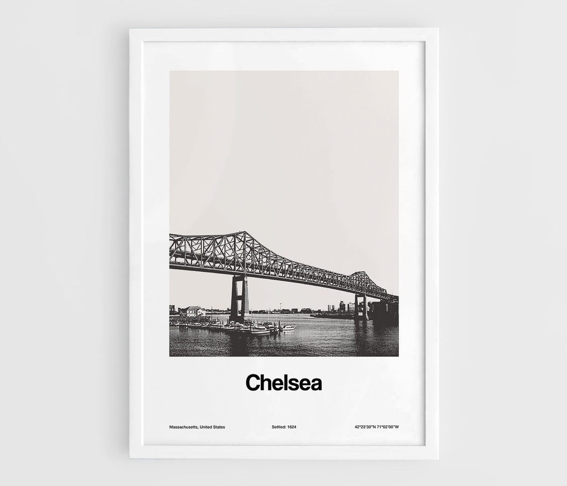 Chelsea Boston Massachusetts Poster, Minimalist Art Print