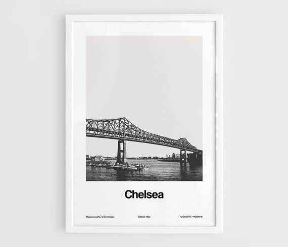 Chelsea Boston Massachusetts Poster, Minimalist Art Print