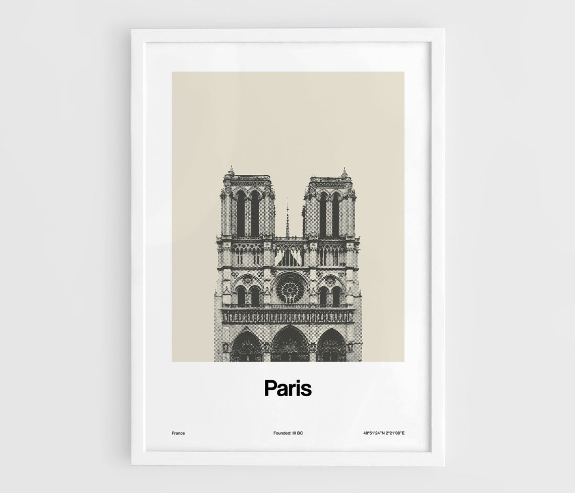 Notre Dame De Paris Minimalist City Travel Poster