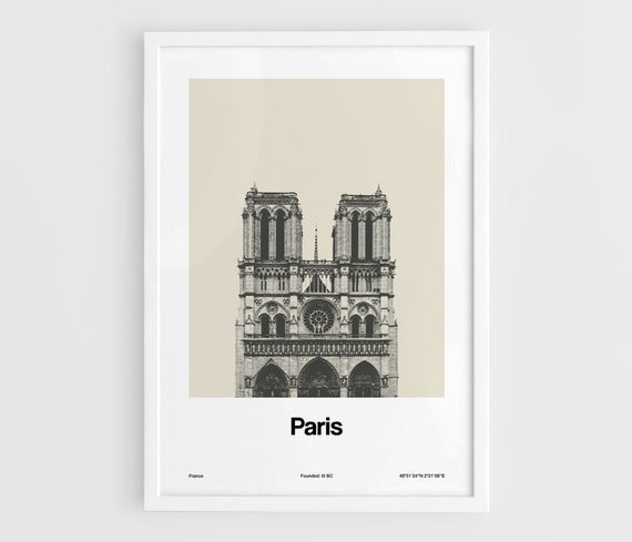 Notre Dame De Paris Minimalist City Travel Poster