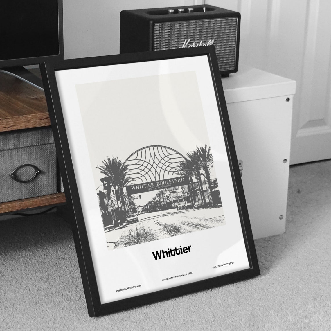 Whittier California Poster, Minimalist Wall Art Print - Image 2