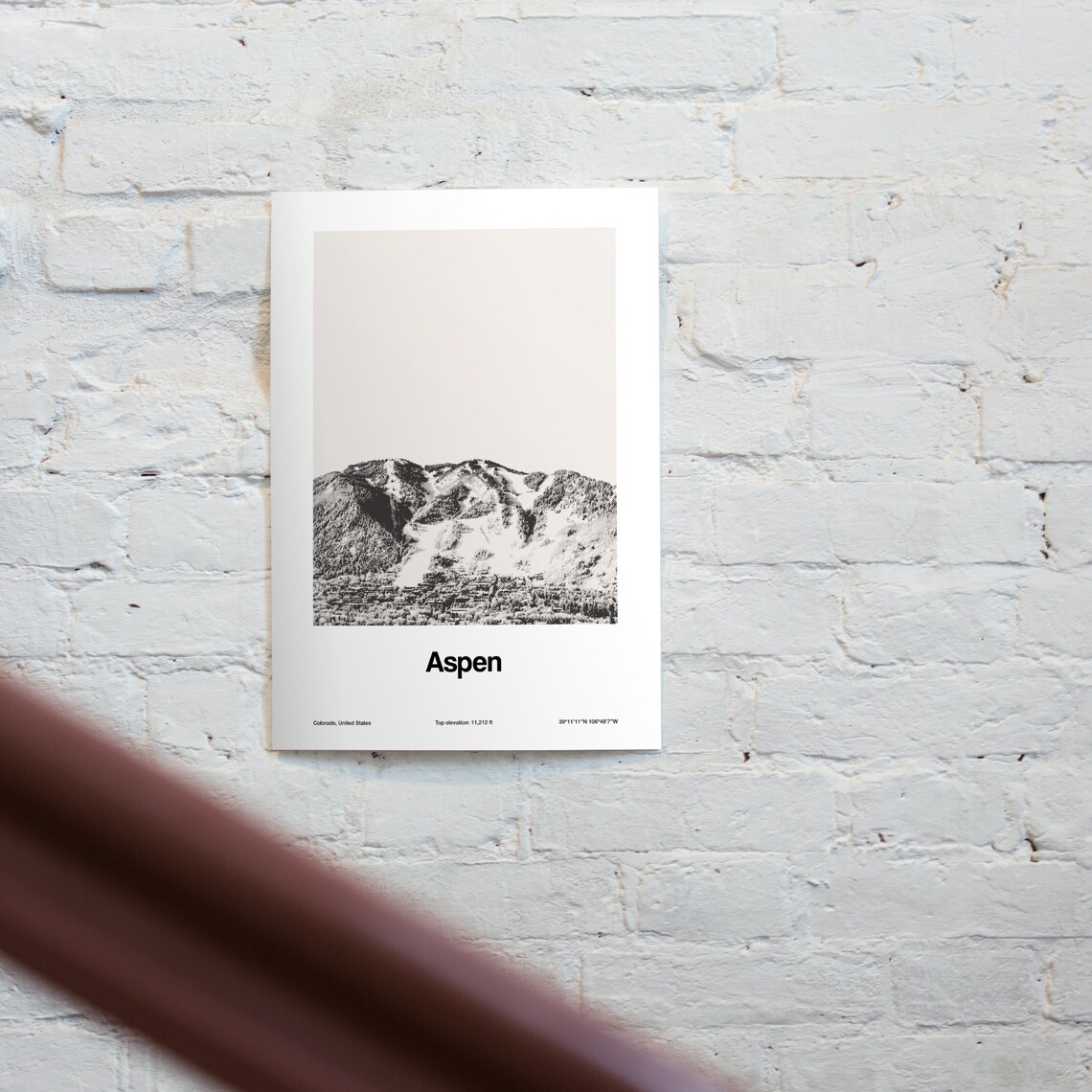Aspen Mountain Black And White Wall Art, Minimalist - Image 2