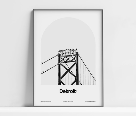 Detroit Ambassador Bridge, Minimalist Travel Poster