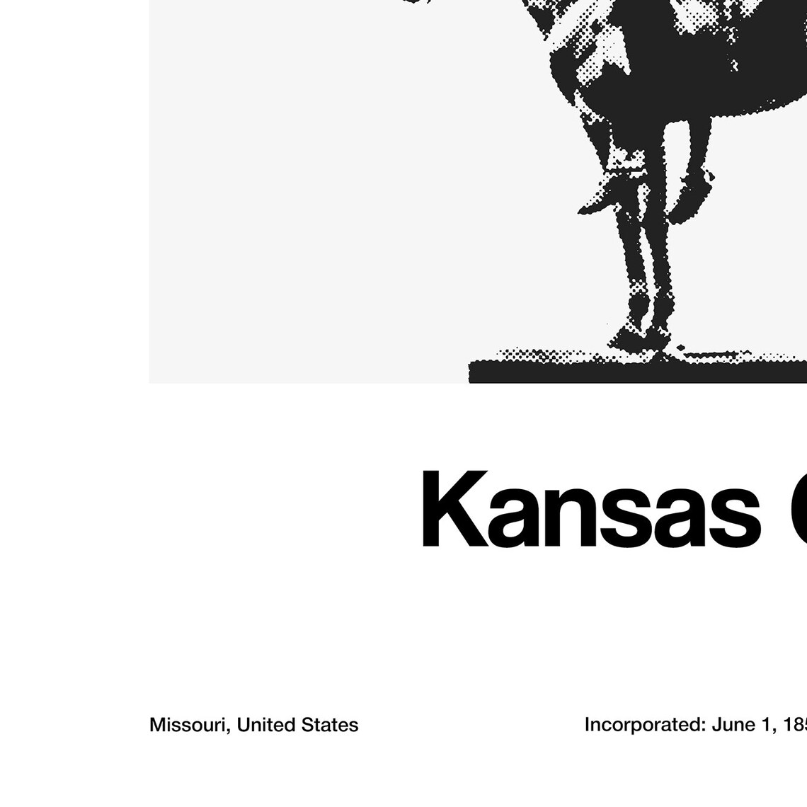 Kansas City The Scout Statue, Minimalist Art Print - Image 2
