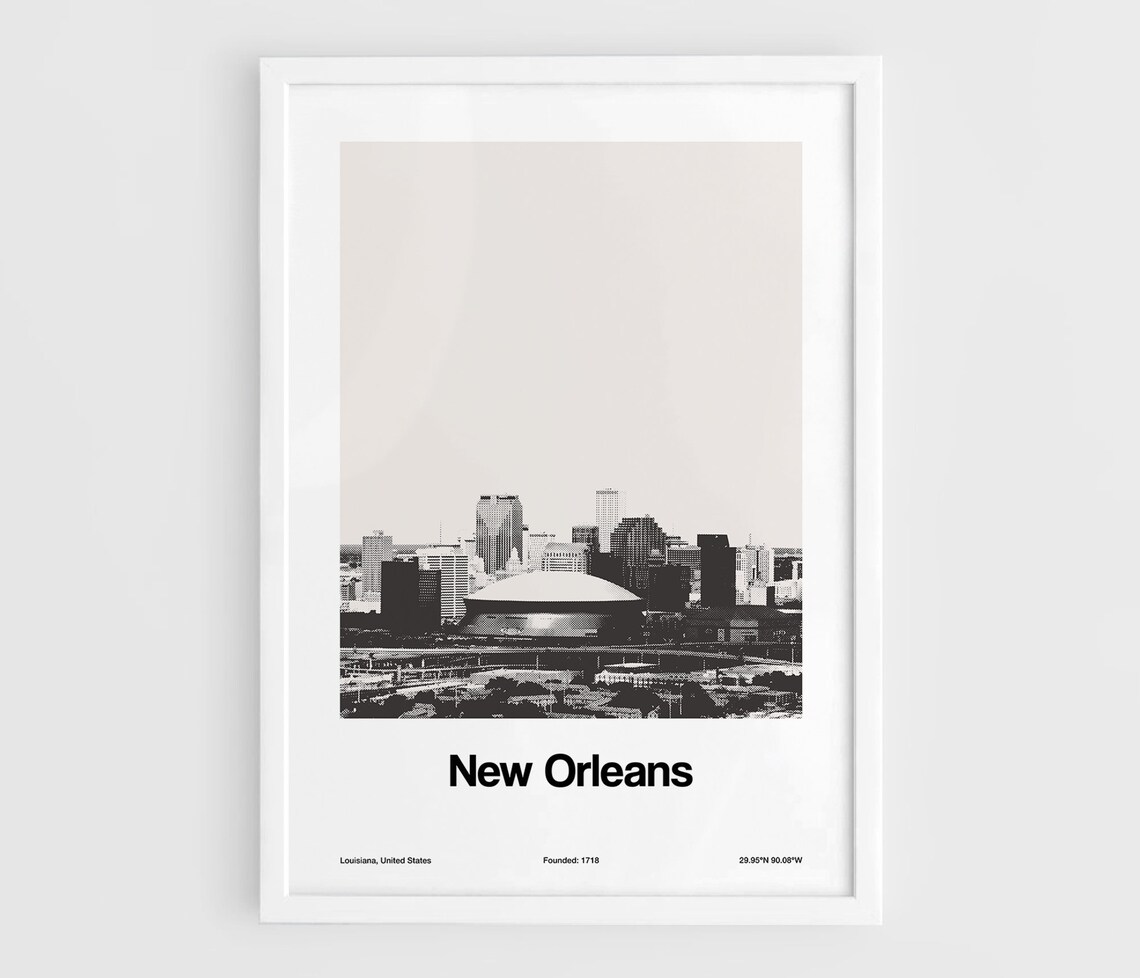 New Orleans Skyline, Minimalist City Art Print