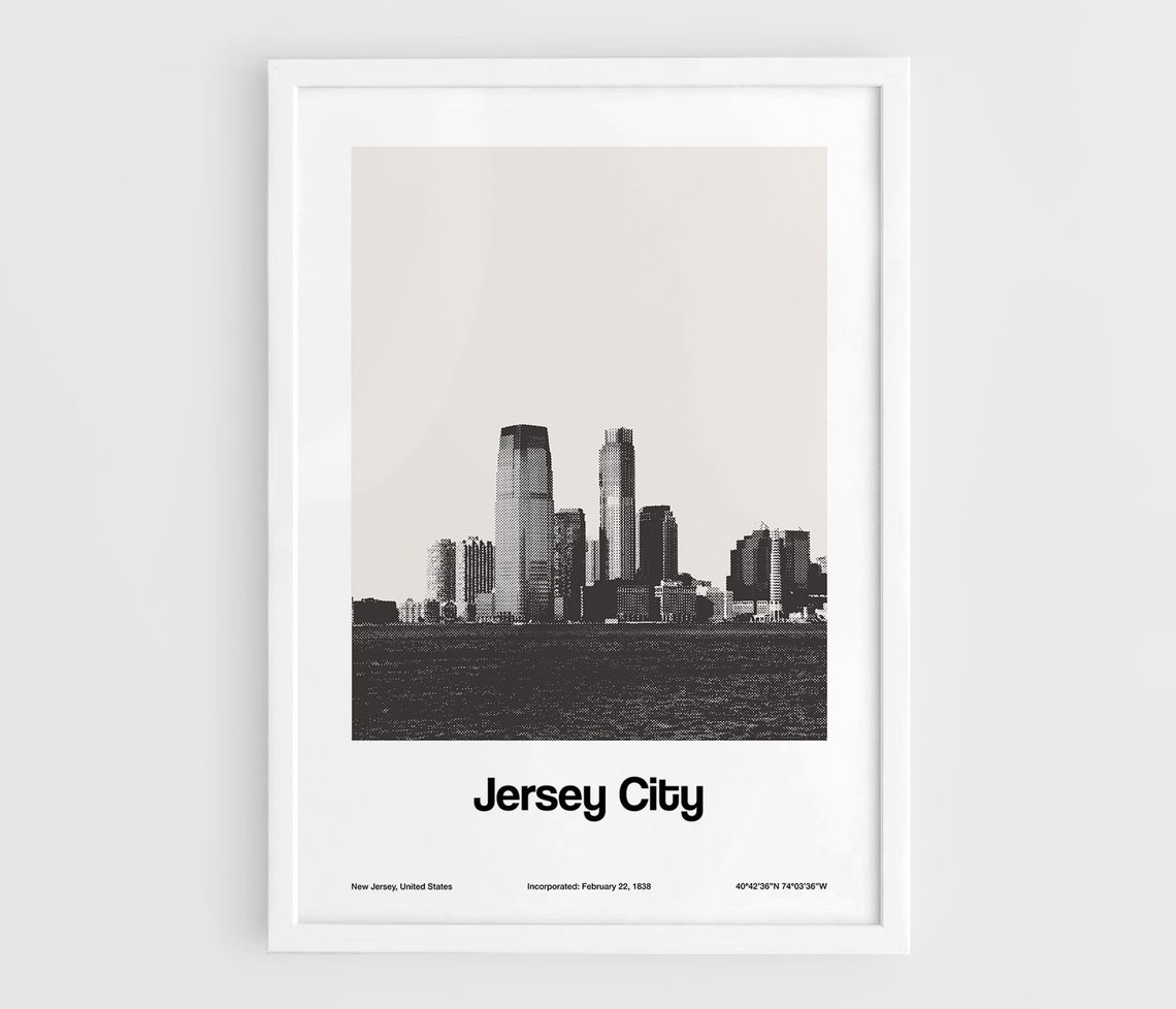 Jersey City NJ Poster, Minimalist City Print