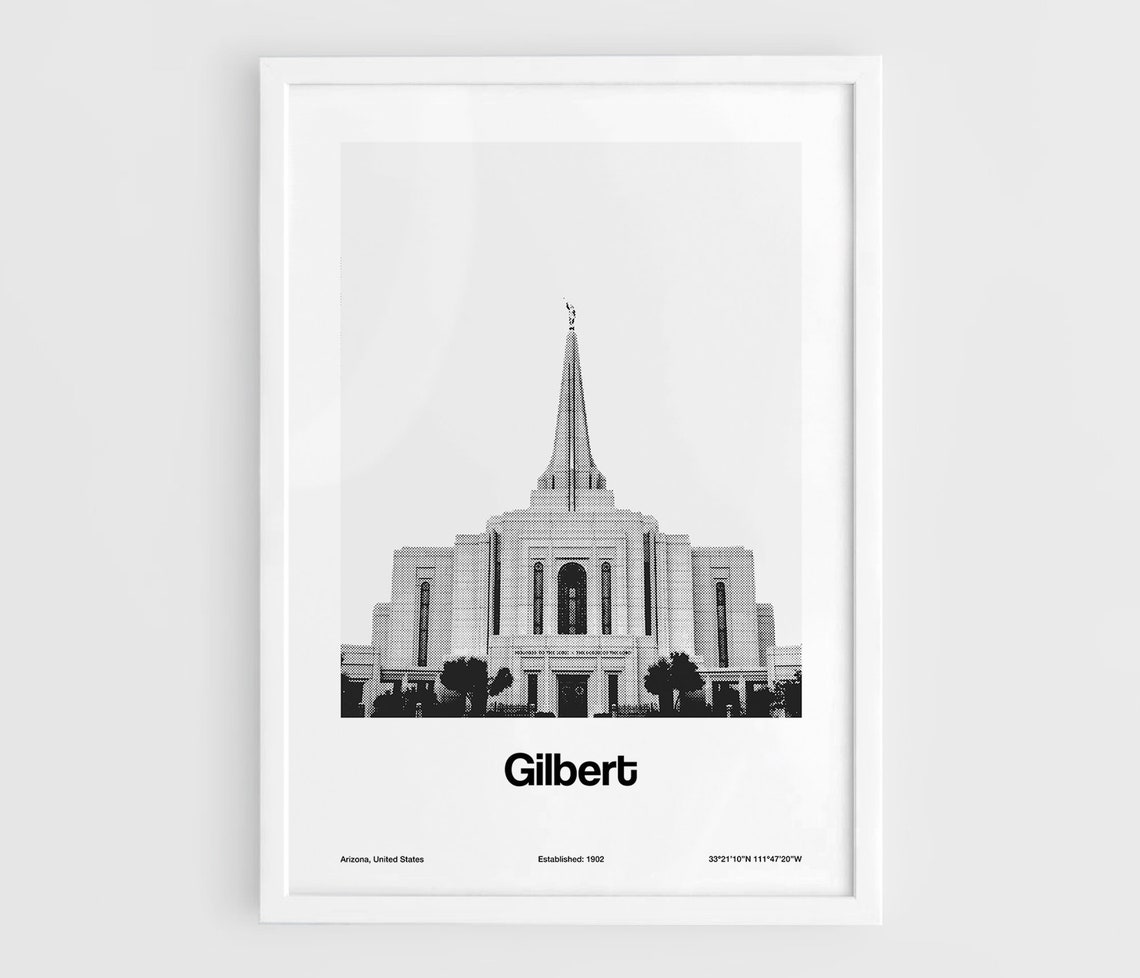 Gilbert Arizona Temple Poster, Minimalist Art Print