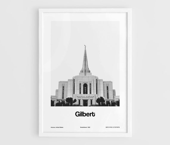 Gilbert Arizona Temple Poster, Minimalist Art Print
