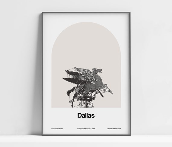 Dallas Pegasus, Dallas TX Minimalist Art Print