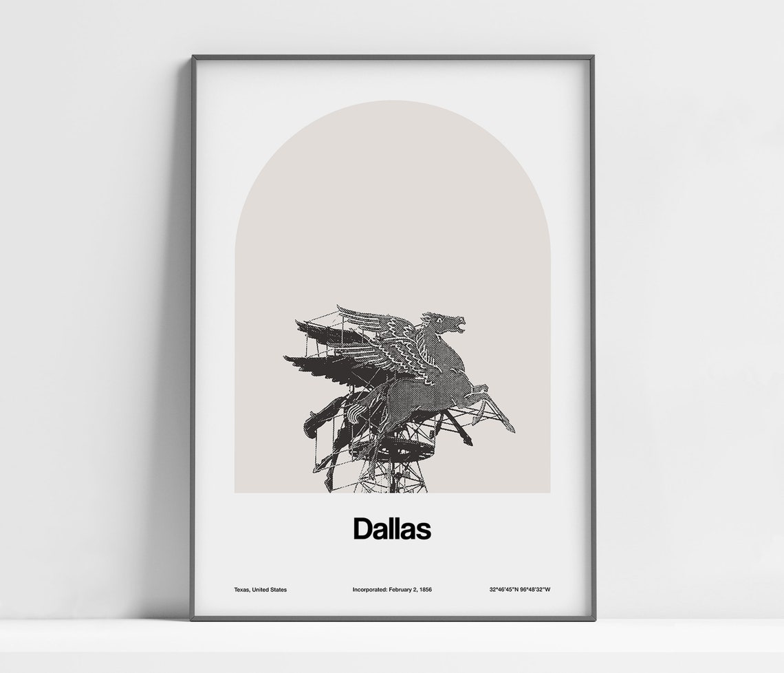 Dallas Pegasus, Dallas TX Minimalist Art Print