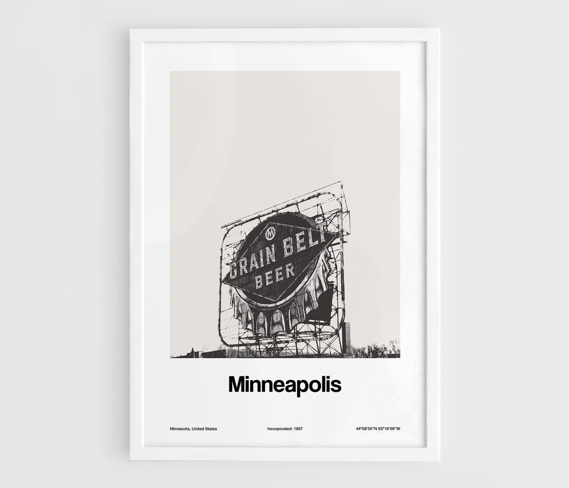 Minneapolis Grain Belt Beer Sign, Minimalist Poster