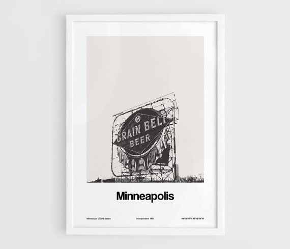 Minneapolis Grain Belt Beer Sign, Minimalist Poster