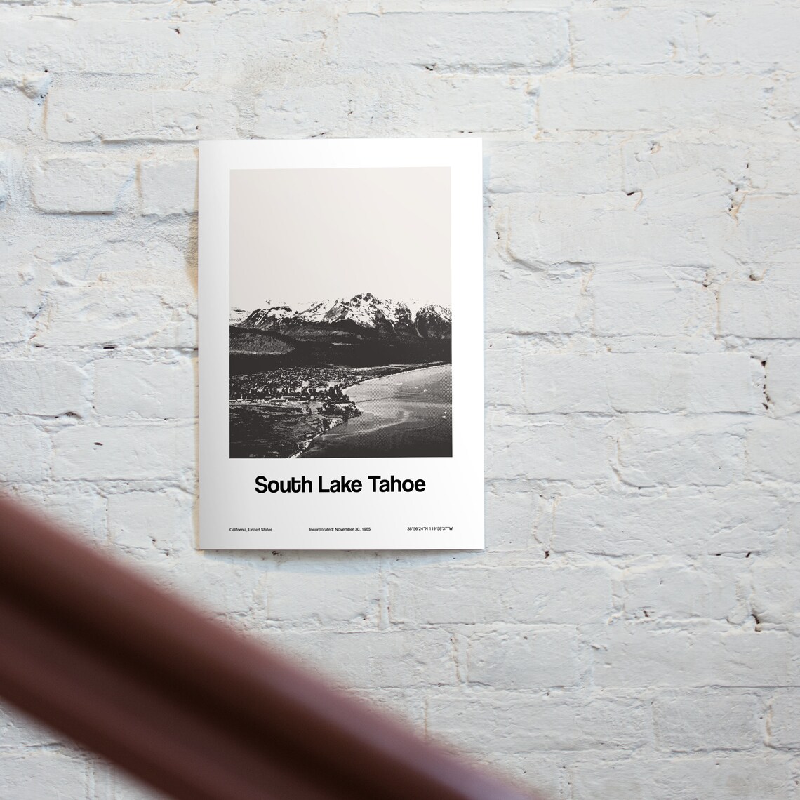 South Lake Tahoe Minimalist Travel Poster, Custom Winter Town - Image 2