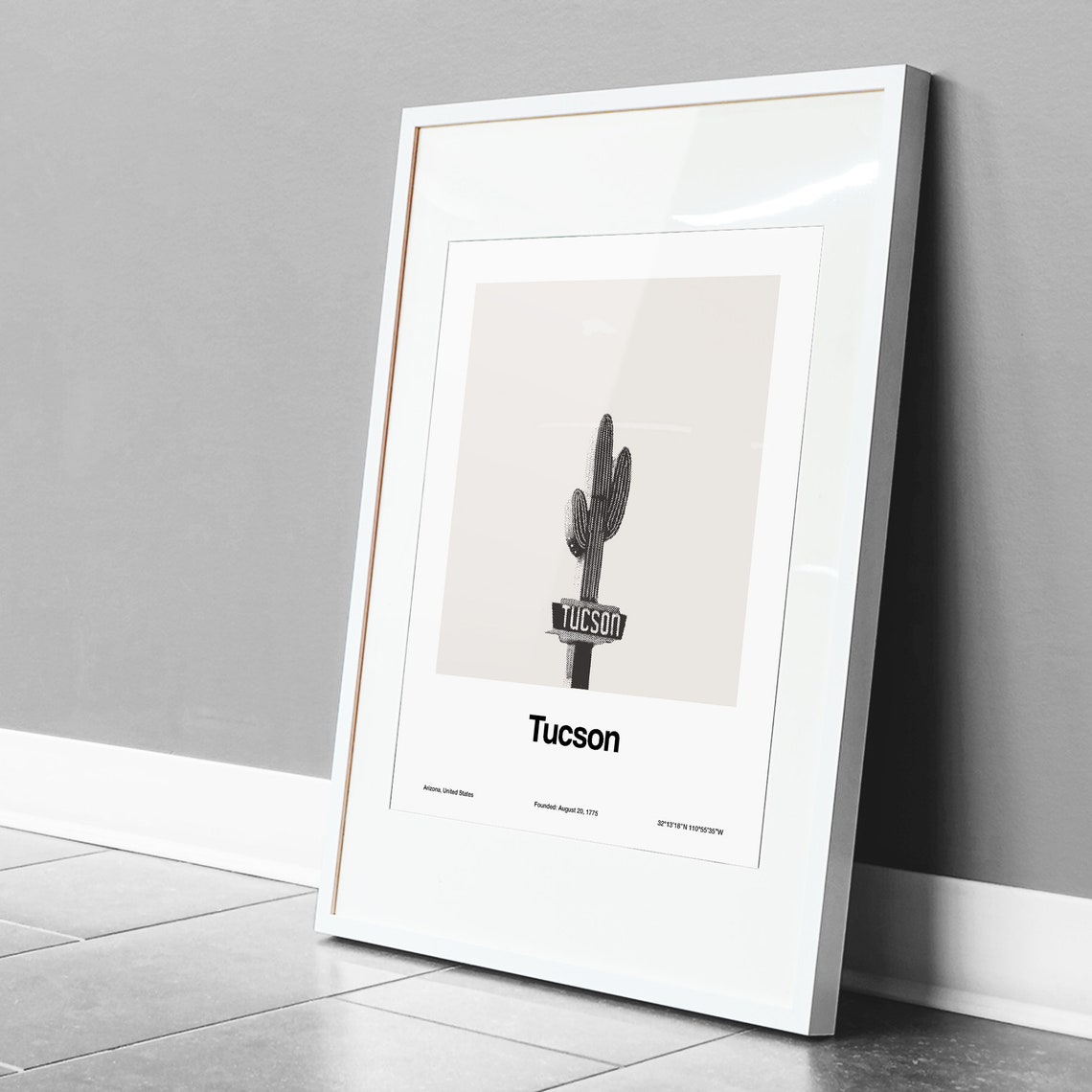 Tucson Arizona Minimalist Art Print, Neon Cactus - Image 3