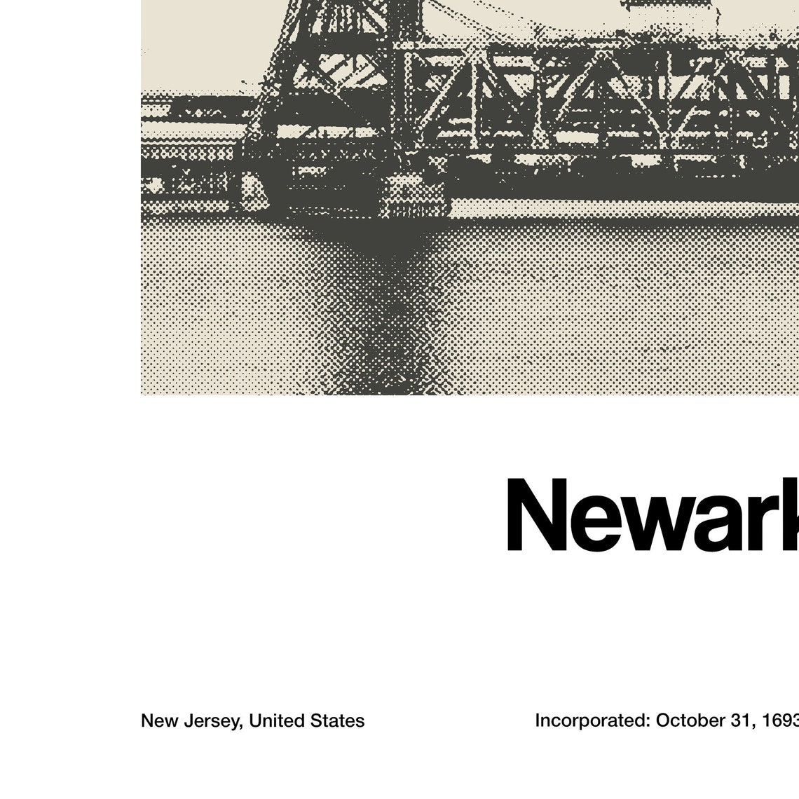 Newark NJ Dock Bridge Minimalist Travel Poster - Image 3