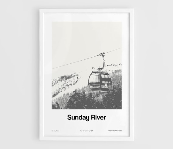 Sunday River, Newry Maine Mountains Minimalist Art Print