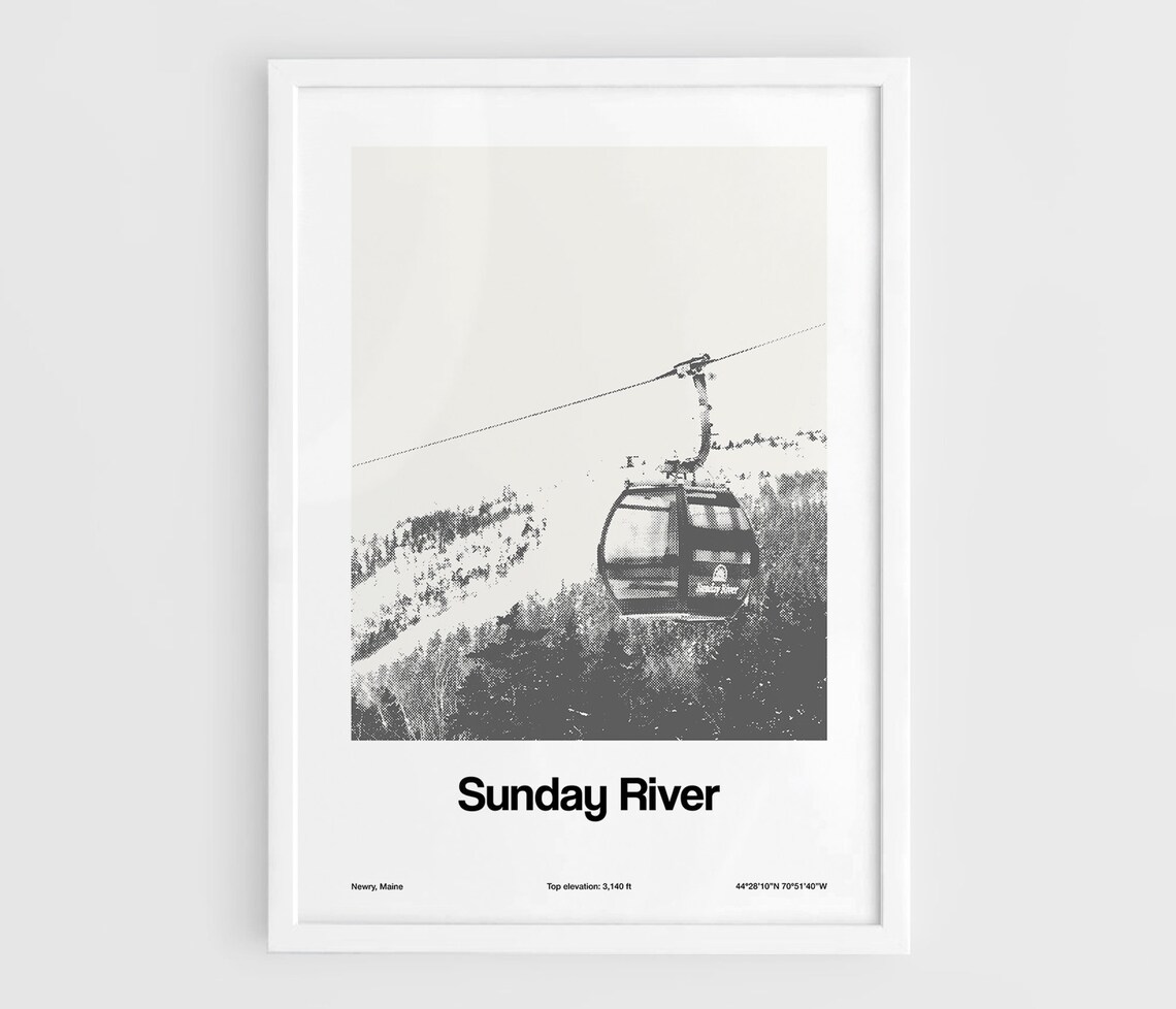 Sunday River, Newry Maine Mountains Minimalist Art Print