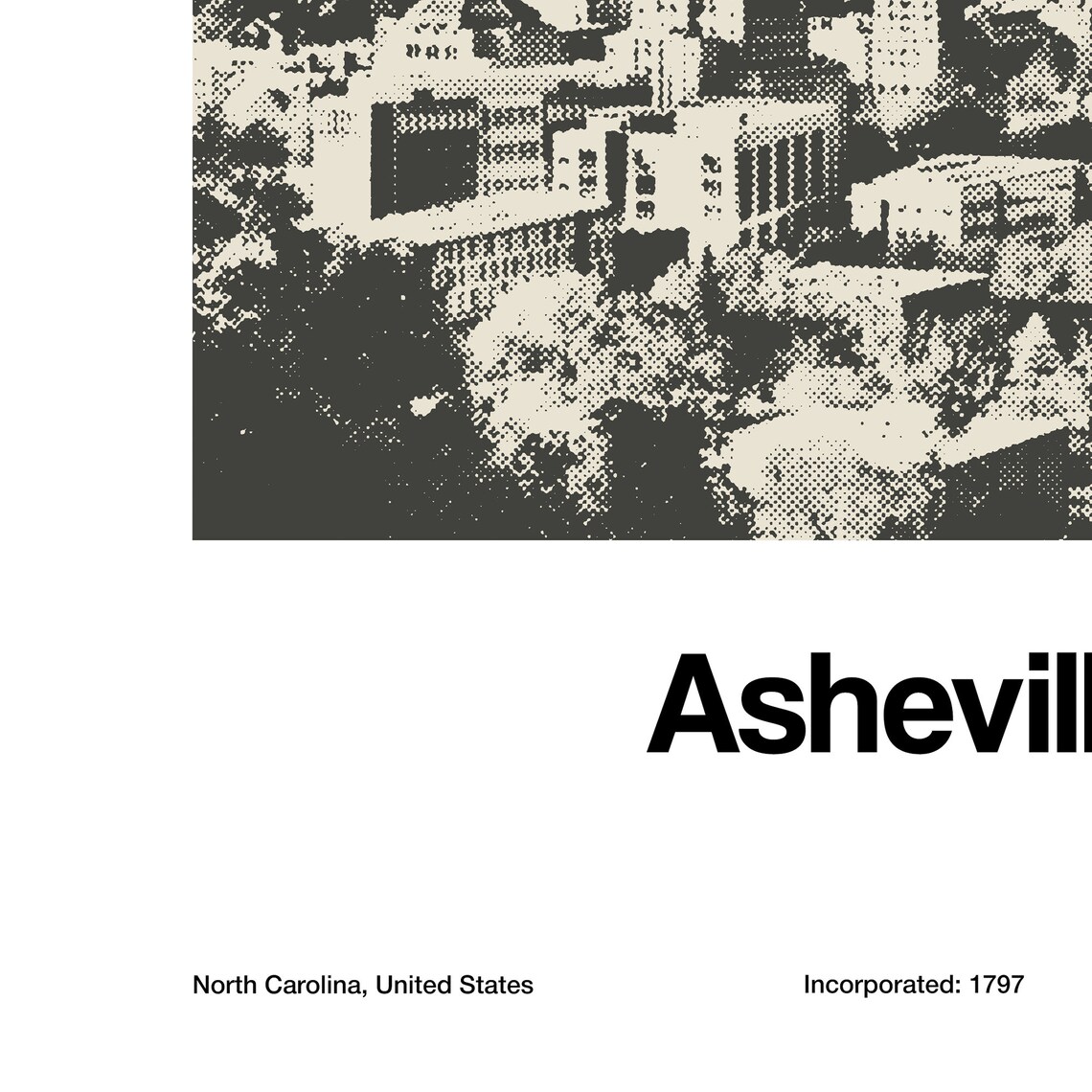 Asheville NC Skyline, Minimalist City Poster - Image 3