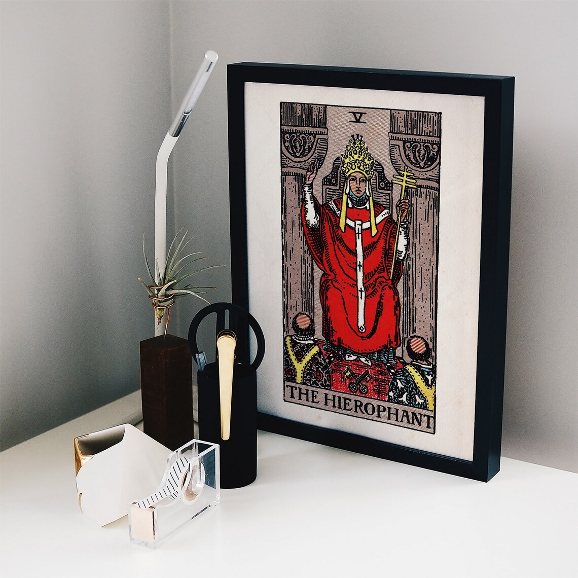 The Hierophant V Tarot Card Rider Waite Smith Vintage Mystical Wall Poster - Image 3