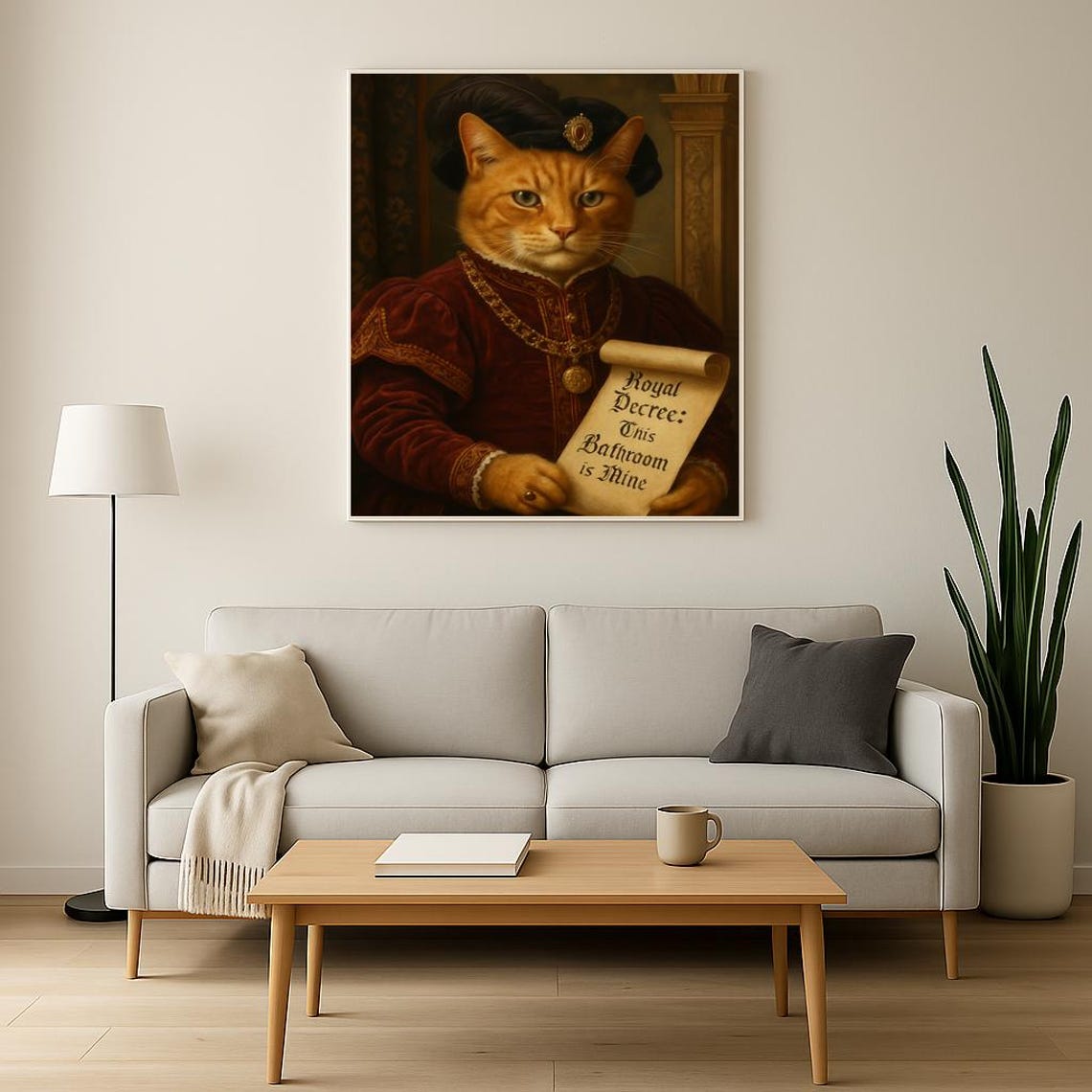 Royal Decree This Bathroom Is Mine Funny Tudor Cat King Poster - Image 2