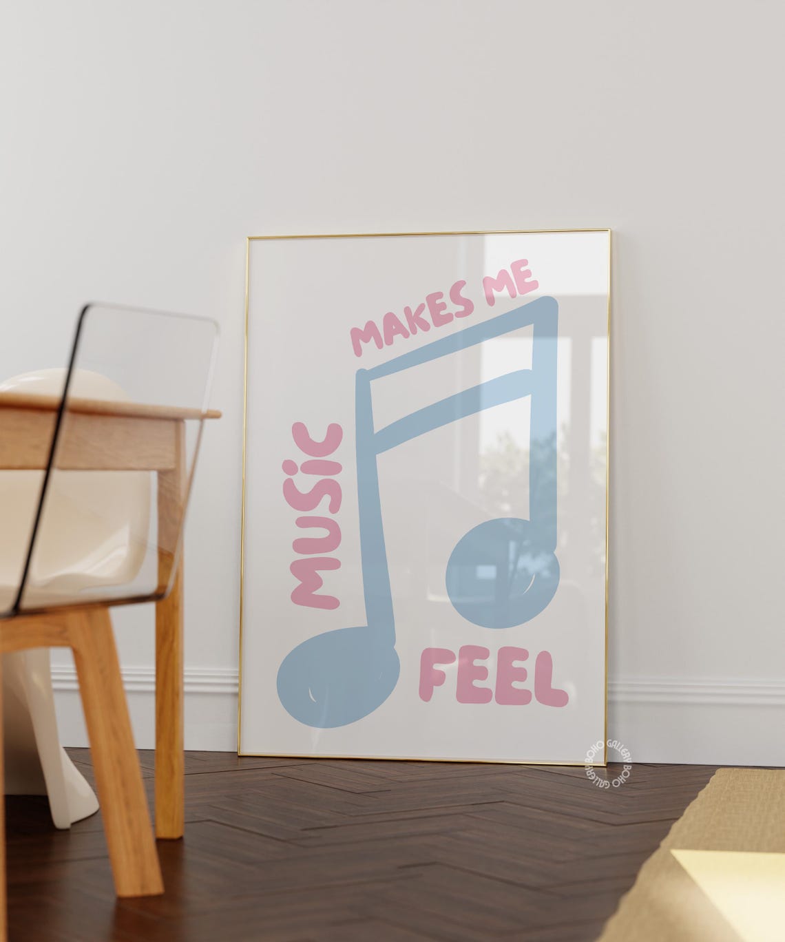 Music Makes Me Feel Blue Note Pink Retro Typography Music Poster - Image 2