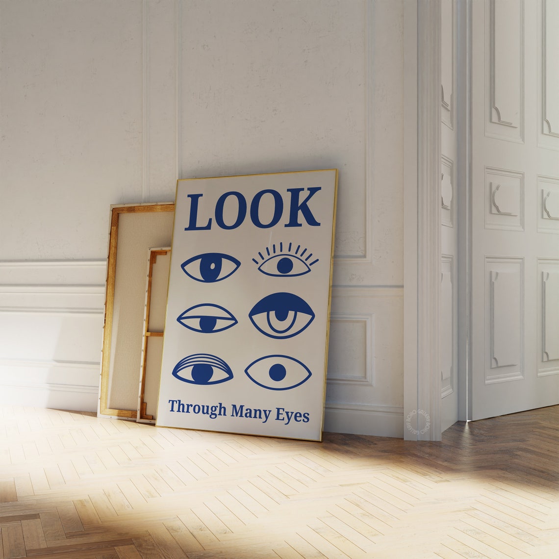 LOOK Through Many Eyes Blue Eye Illustrations Typographic Poster - Image 2