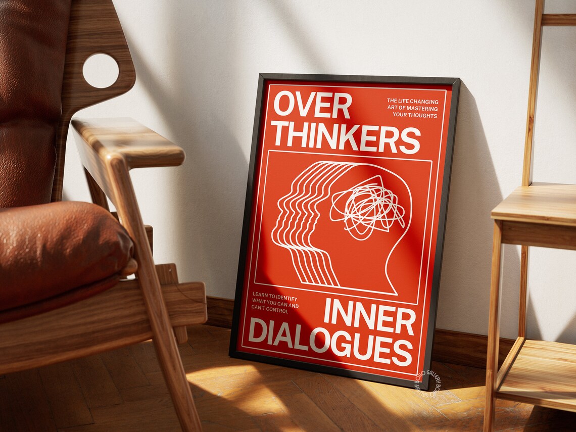 Overthinkers Orange Trippy Retro Surreal Poster - Image 2