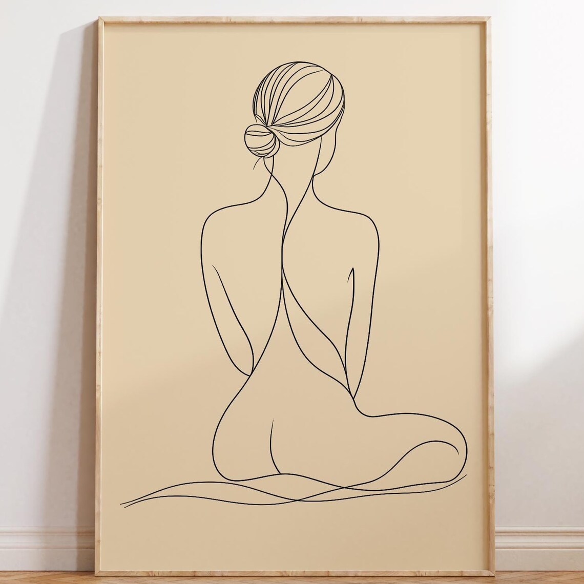 Seated Woman Back View Minimalist Line Art Figure Calm Wall Poster - Image 3
