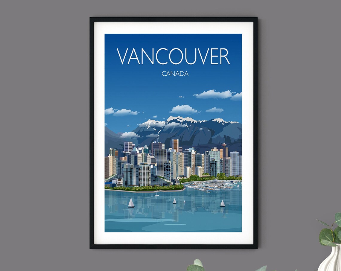 Vancouver Cityscape Travel Poster, Canada Art Print - Image 3