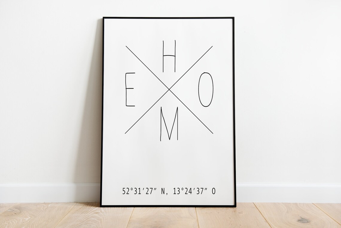 Home With Personal Coordinates Art Print