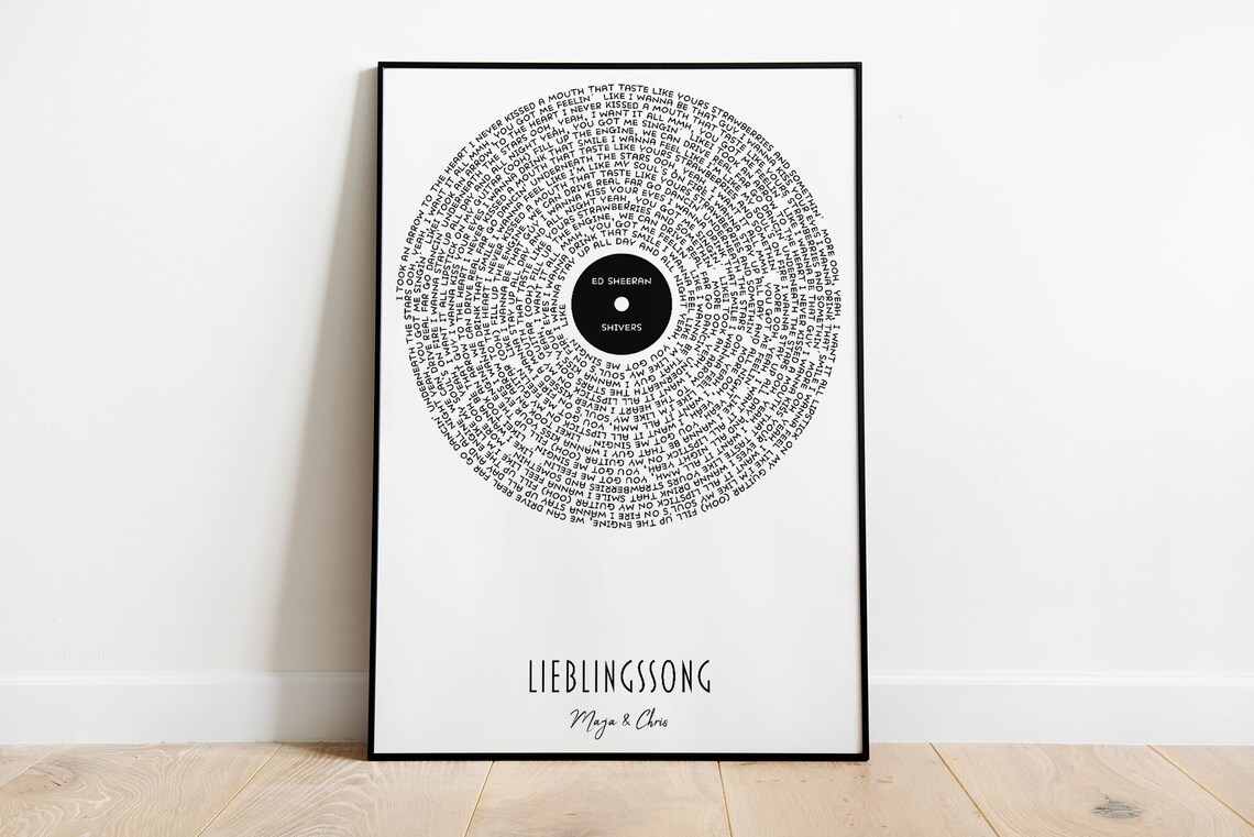 Vinyl Record Lyrics Personalized Anniversary Poster