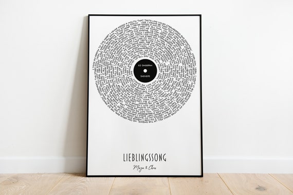 Vinyl Record Lyrics Personalized Anniversary Poster