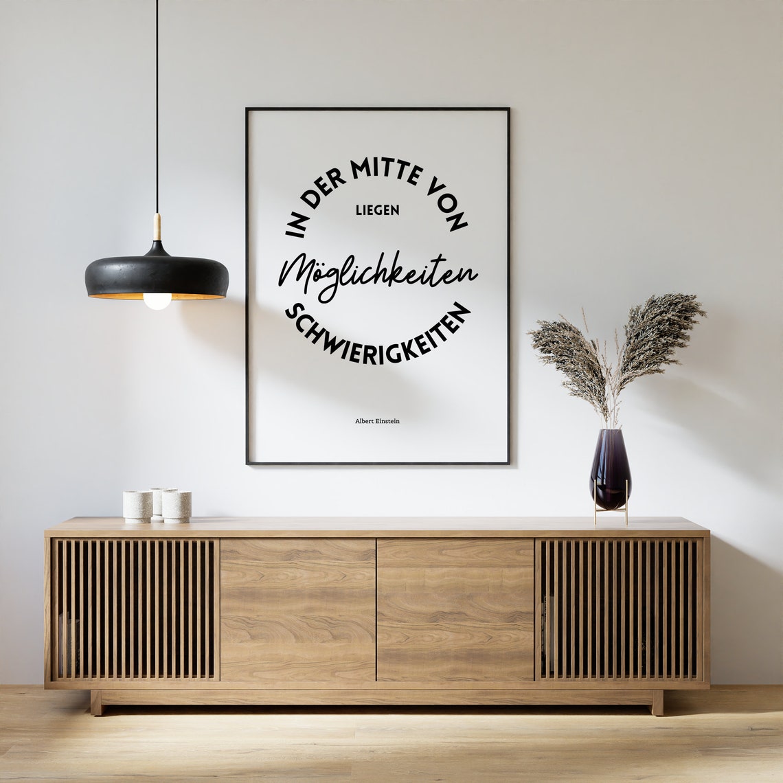 Albert Einstein Opportunity Circular Typography Quote Poster - Image 3